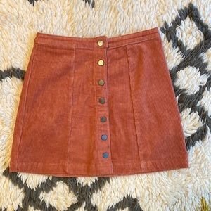 Pink Corduroy Mini Skirt